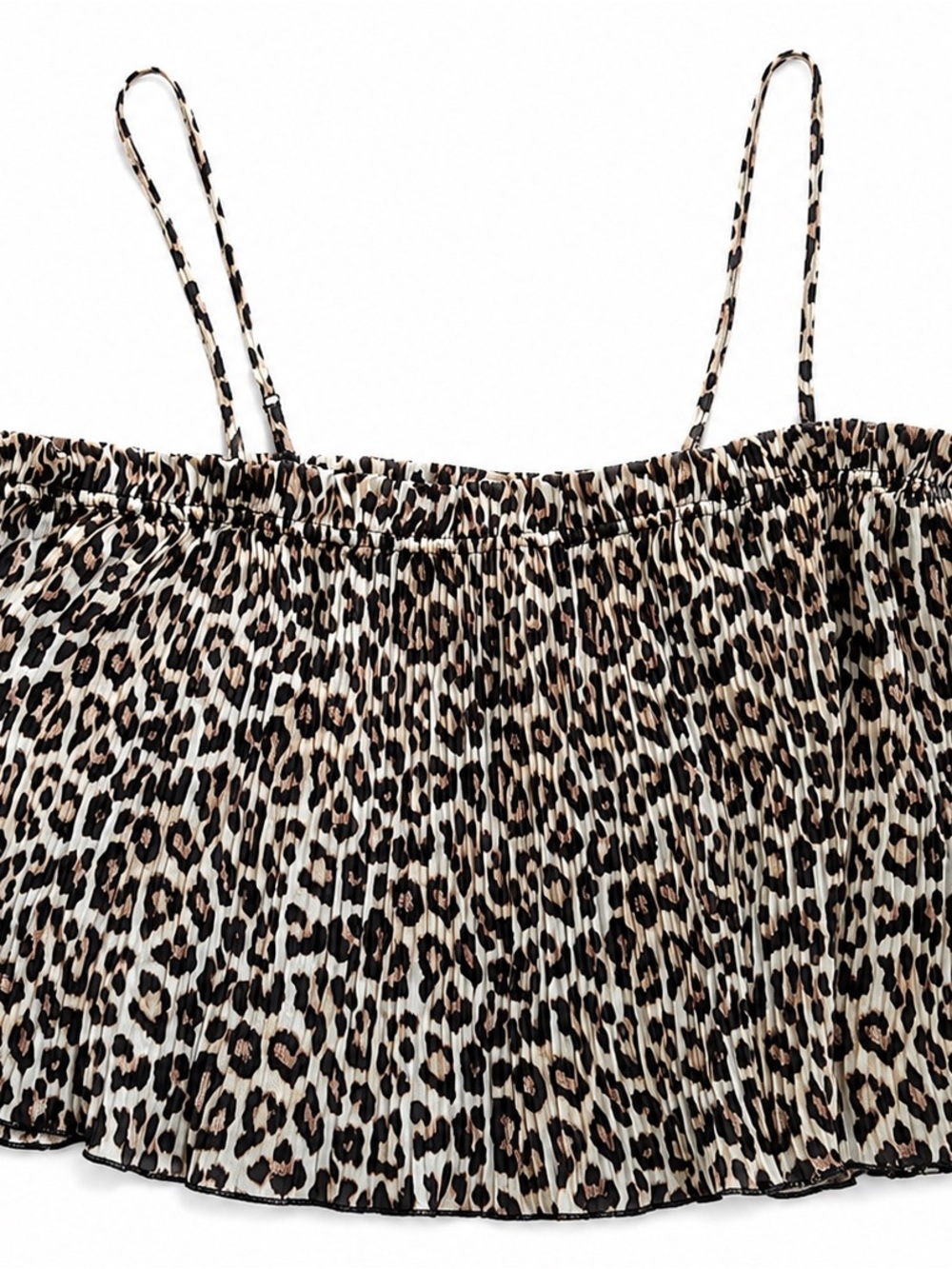 H&M Leopard Print Pleated Crop Cami Top Size Large